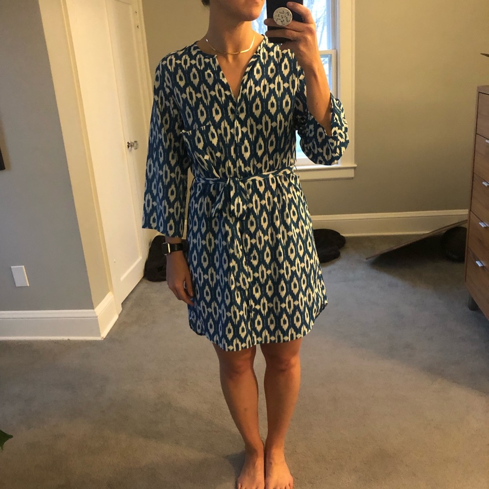 Silky Blue Ikat Dress